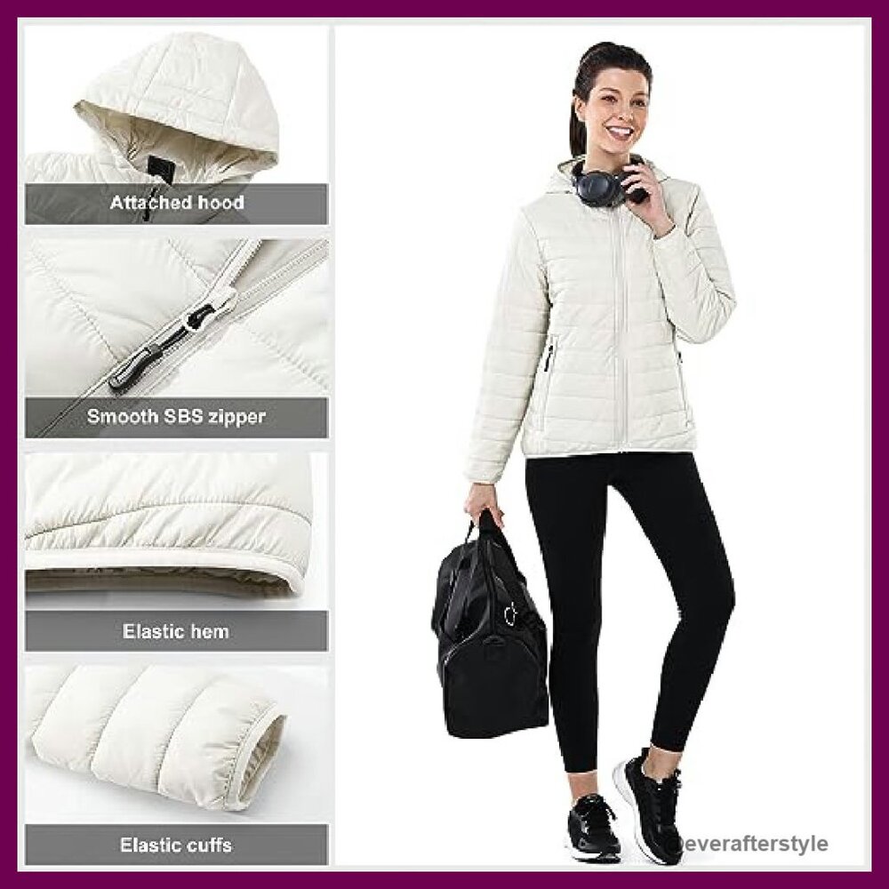 Packable Lightweight Full-Zip Puffer Jacket Hoode… - image 6